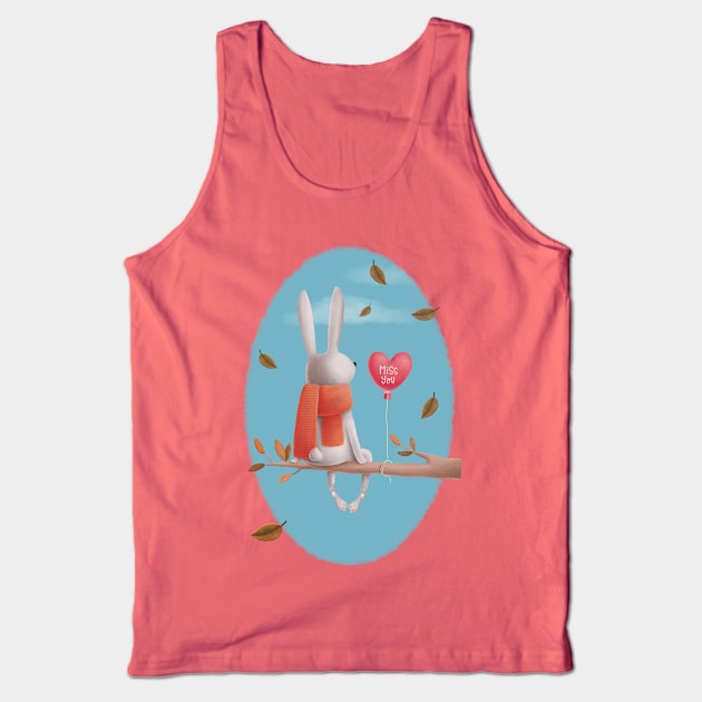 Miss you! Cute rabbit sitting in a tree thinking of his love in the autumn Tank Top by marina63
